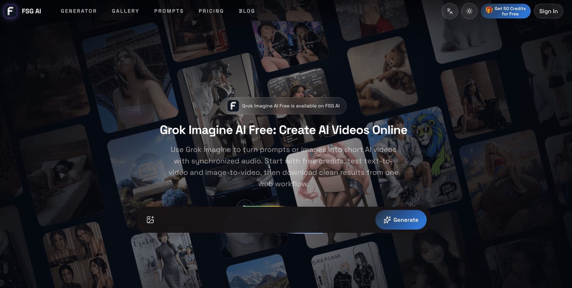 Grok Imagine Free Generator - FSG AI - Product Image