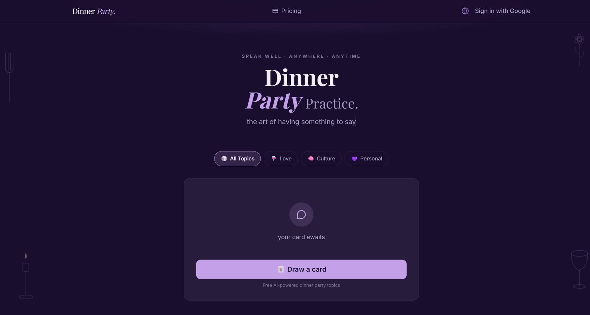 Dinner Party Practice - Product Image