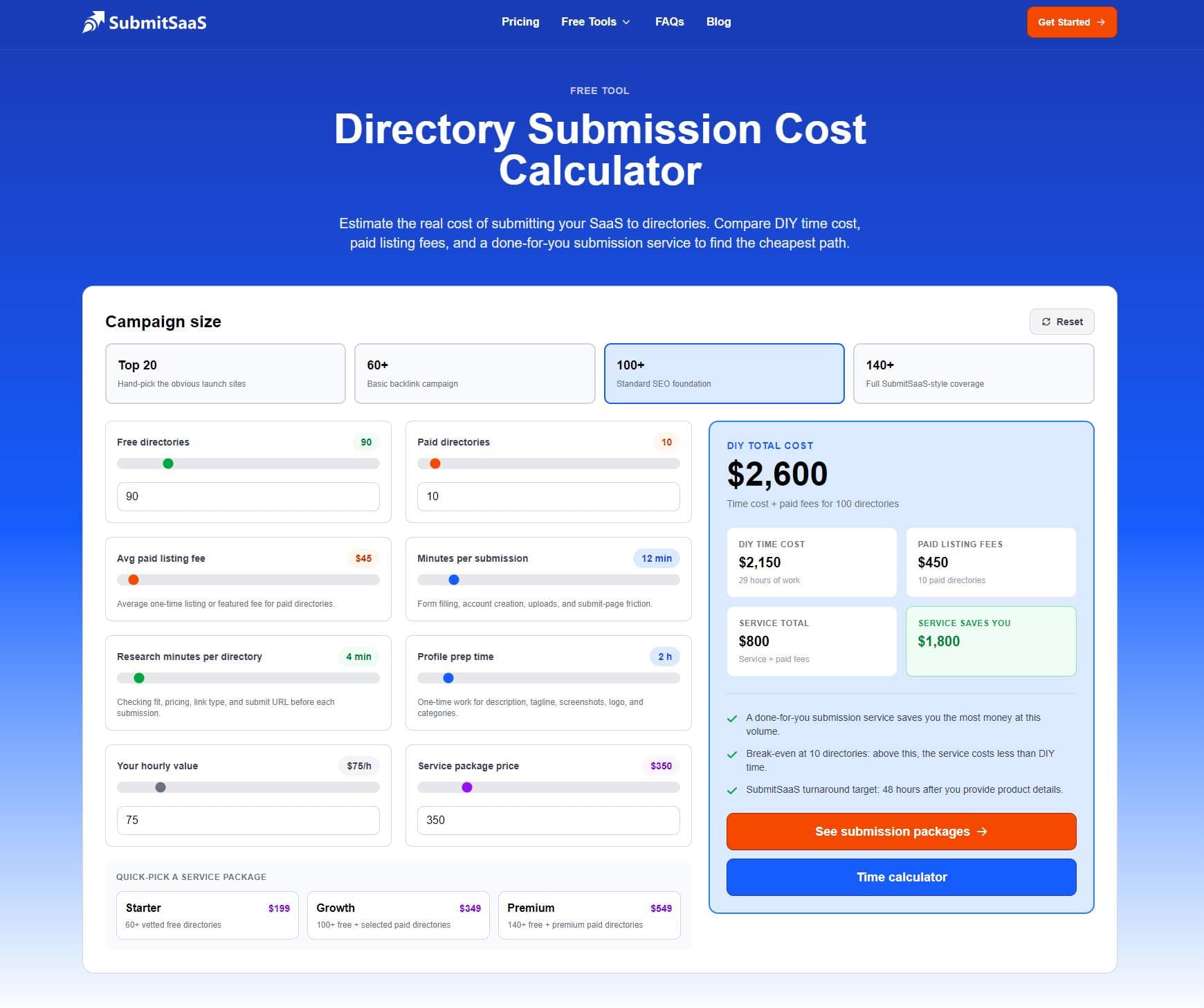 Directory Submission Cost Calculator - Product Image