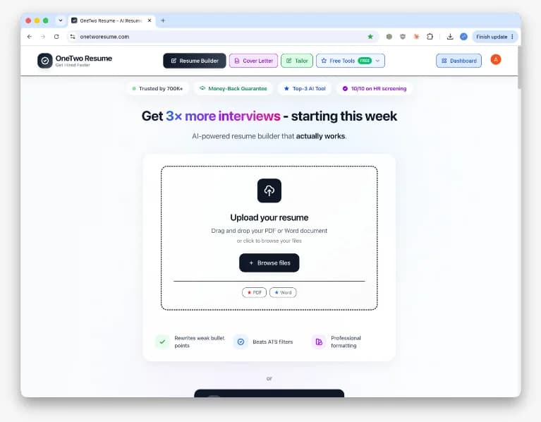 OneTwoResume - Product Image