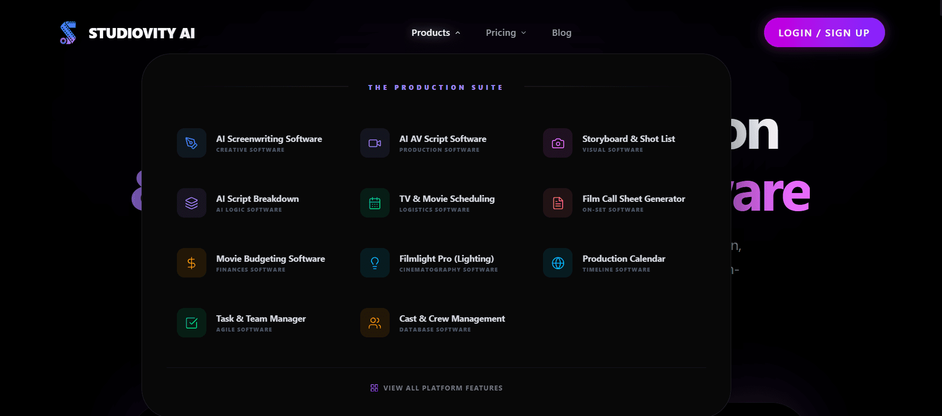 AI Film Pre Production Software | Studiovity - Product Image