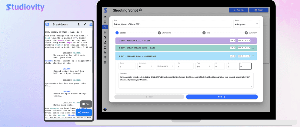 AI Script Breakdown Software| Studiovity - Product Image