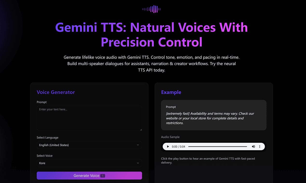 Gemini TTS - Product Image