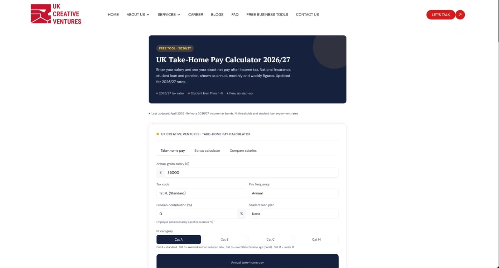 UK Take-Home Pay Calculator - Product Image