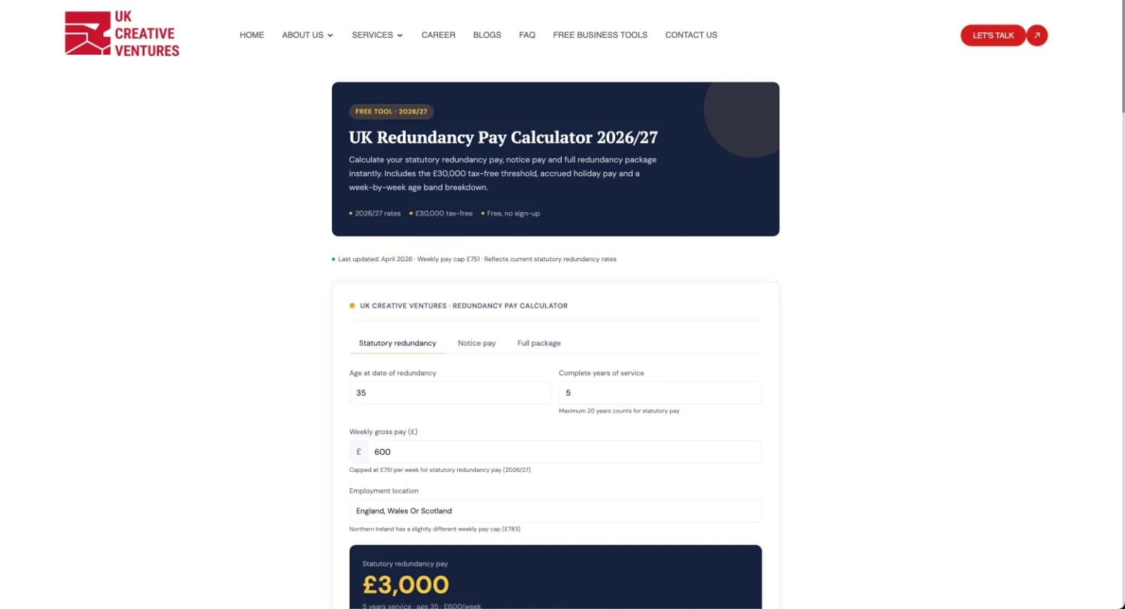 UK Redundancy Pay Calculator - Product Image