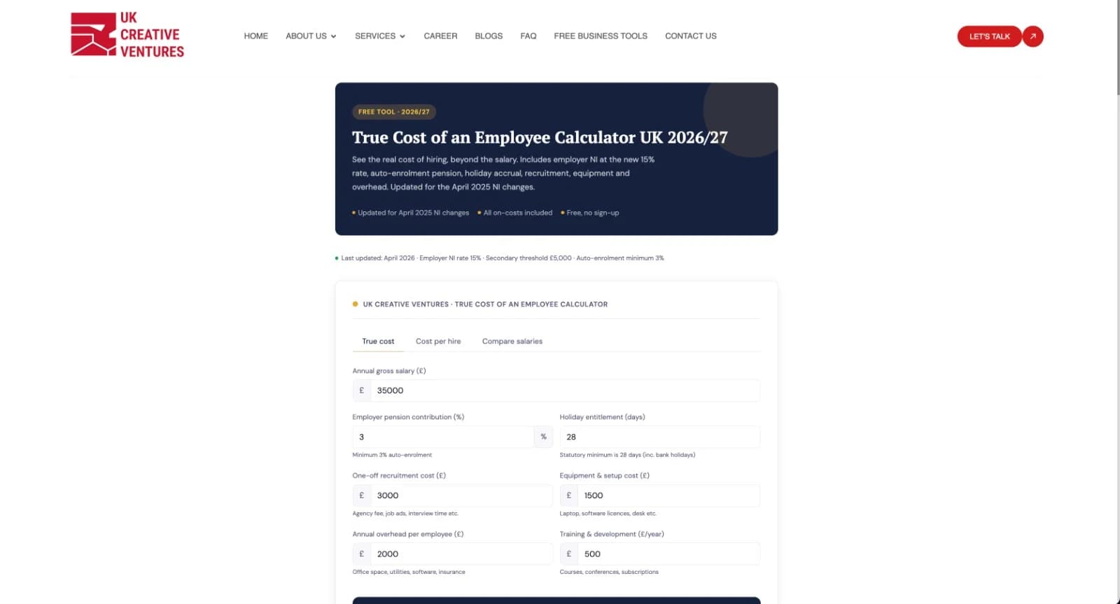 True Cost of an Employee Calculator - Product Image