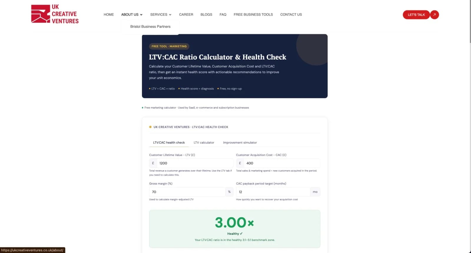 LTV:CAC Ratio Calculator & Health Check - Product Image