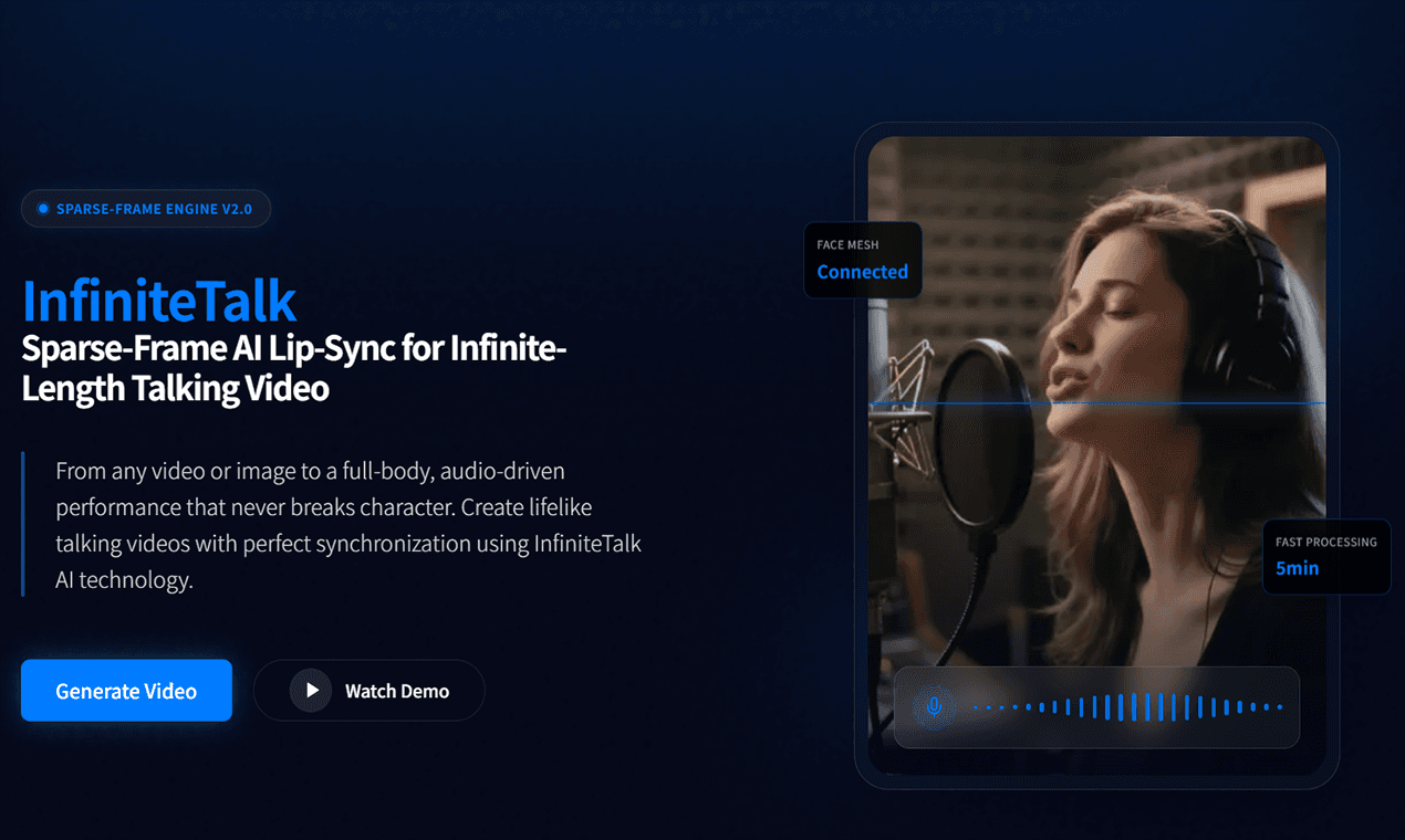 InfiniteTalk AI Lip-Sync Talking Video Generator - Product Image